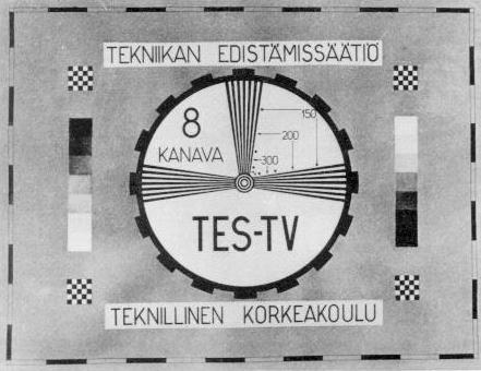 Teekkarien perustaman TES-TV:n tunnus- ja testikuva.
